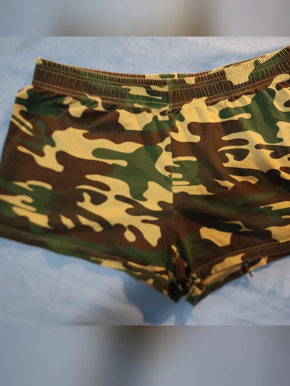 Camo Print Stretch Shorts - Green & Brown